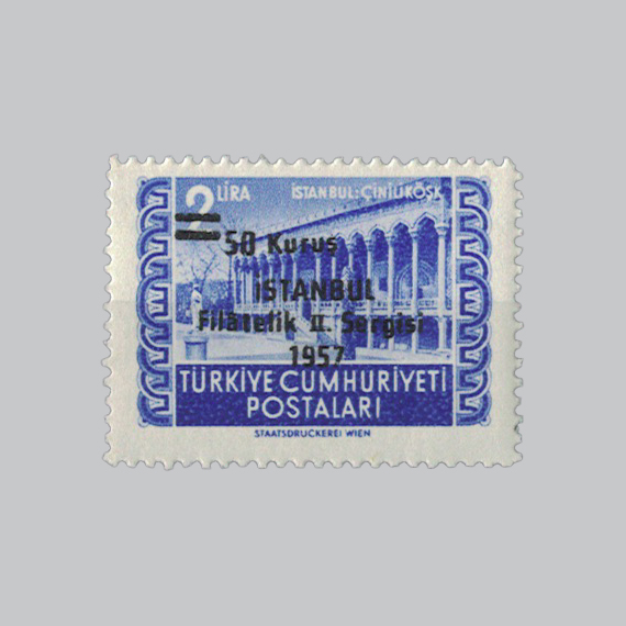 1957 İstanbul Filatelik 2.Sergisi Sürşarjlı Hatıra Pulu