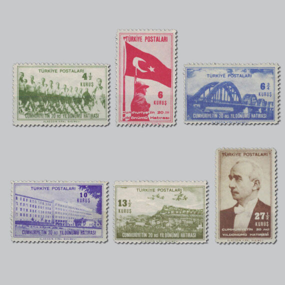 1943 Cumhuriyet'in Yirminci Yıldönümü Pulları