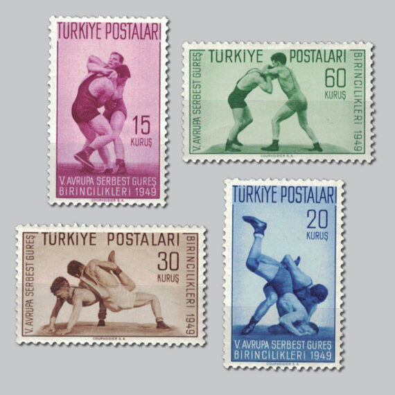 1949 V.Avrupa Serbest Güreş Birincilikleri Pulları