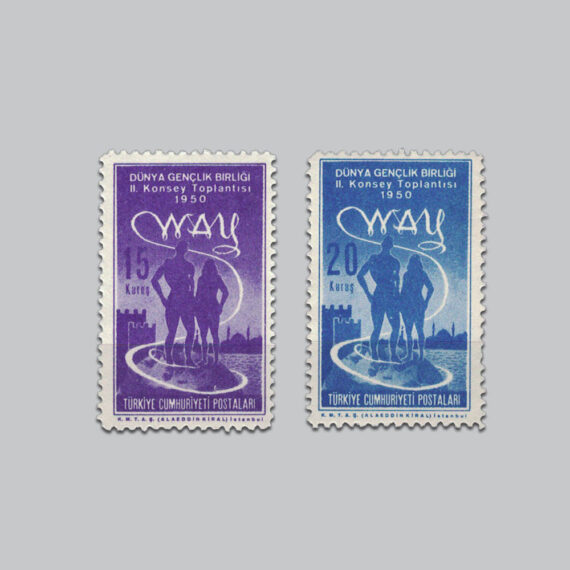 1950 Dünya Gençlik Birliği (WAY) II.Konsey Toplantısı Pulları