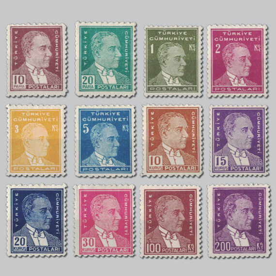 1950-1951 Beşinci Atatürk Serisi Pulları (Kalın Kağıt)
