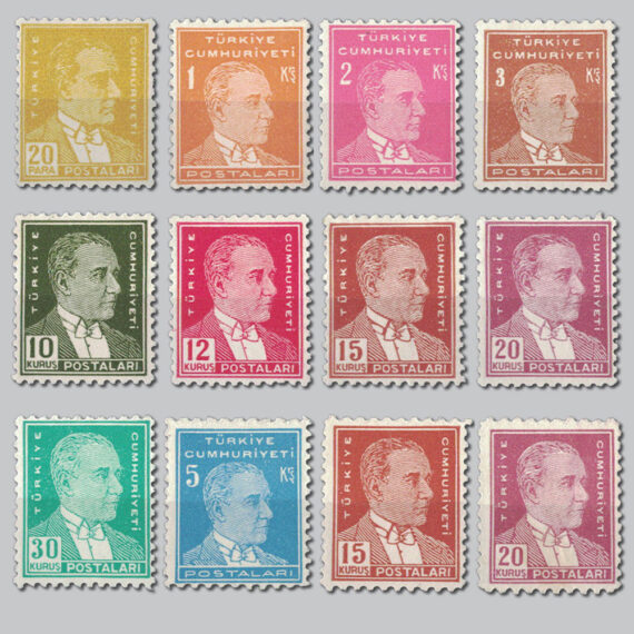 1953 Sekizinci Atatürk Serisi Net Baskı Beyaz Zamk