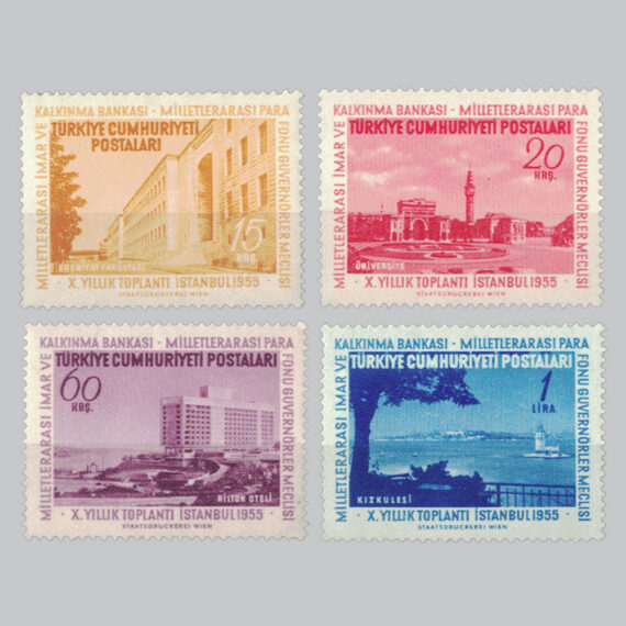1955 Milletlerarası İmar ve Kalkınma Bankası Milletlerarası Para Fonu Guvernörler Meclisi X.Yıllık Toplantısı Pulları
