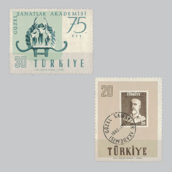 1957 Güzel Sanatlar Akademisi'nin 75.Yılı Pulları