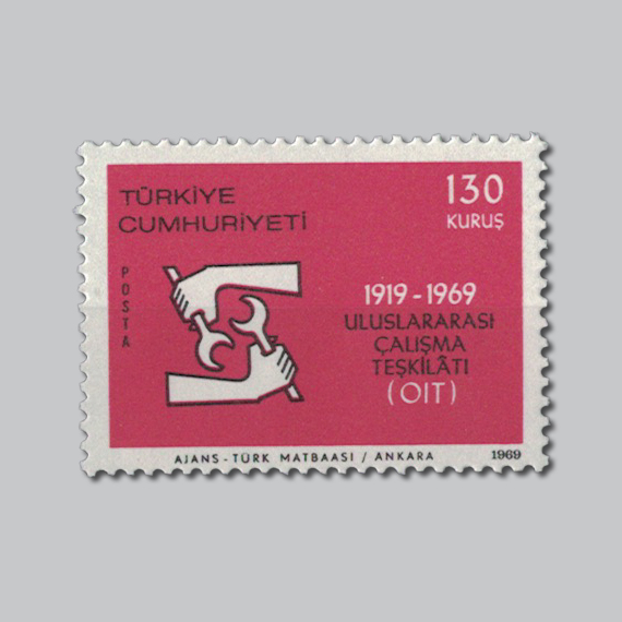 1969 Uluslararası Çalışma Teşkilatının 50.Yılı Pulu