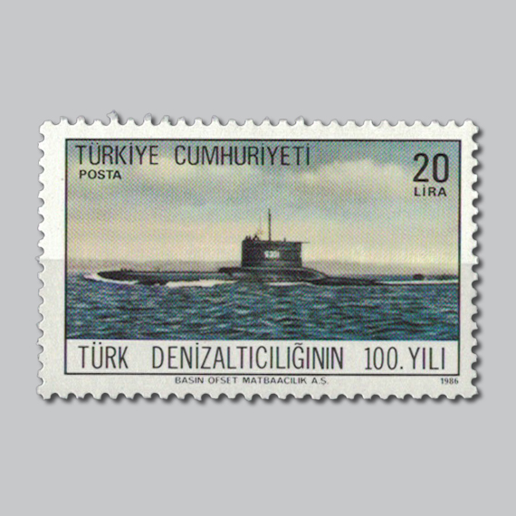 1986 Türk Denizaltıcılığının 100.Yılı Pulu
