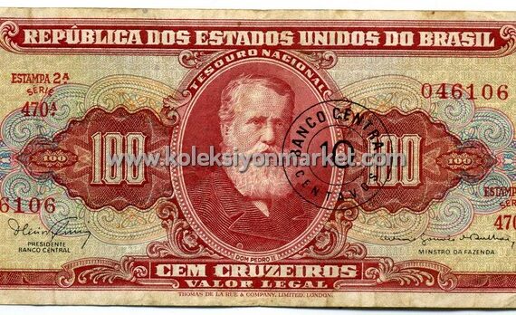 1966-1967 10 Centavos on 100 Cruzeiros